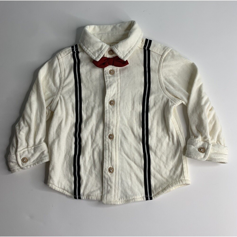 First Impressions Baby Boy Dress Shirt Bow Tie Faux Suspenders 12 months